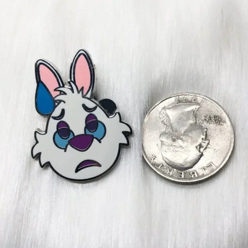 🔮 5/$25 Disney Alice in Wonderland White Rabbit Nervous Emoji Pin - Picture 2 of 3